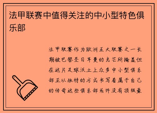 法甲联赛中值得关注的中小型特色俱乐部